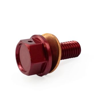MAGNETIC OIL DRAIN PLUG M8x1.25, CRF 450/250 RMZ 450, RED