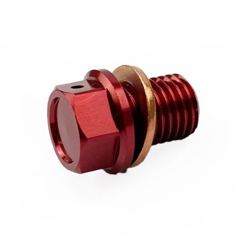 MAGNETIC OIL DRAIN PLUG M12x1.50, 90015-KA3-711, 90340-12006-00, RED