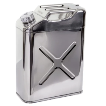 JERRY FUEL CAN 20 LITRES STAINLESS STEEL SCREW TOP WITH SPOUT
