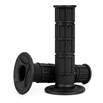 FULL WAFFLE GRIPS BLACK 22 25mm CR CRF XR YZ WR TTR KX KLX RMZ RMX RM TC TE FC FE ATV
