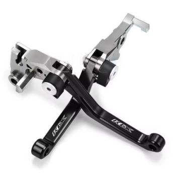 FLEXI FOLDABLE PIVOT CLUTCH BRAKE LEVER KAWASAKI KLX150 230 250 46092-0044 BLACK / SILVER