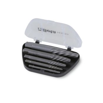 Set of 5 Tapered Extractors for Broken Screws and Studs Hardened Steel in Case - Beta Tools 1430/S5
