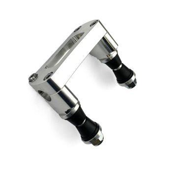 STEERING BAR CLAMP 22.2mm SILVER, 100mm MOUNTING, M10 BOLTS