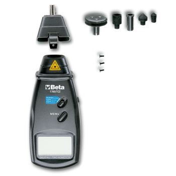 Combination Contact/Non-Contact Digital Tachometer 2.5-99,999 RPM 230mm - Beta Tools 1760/TC2