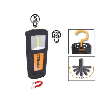 Compact Rechargeable Inspection Lamp Ultra-Bright LEDs 100-200 Lumens Spot 75 Lumens - Beta Tools 1838COB