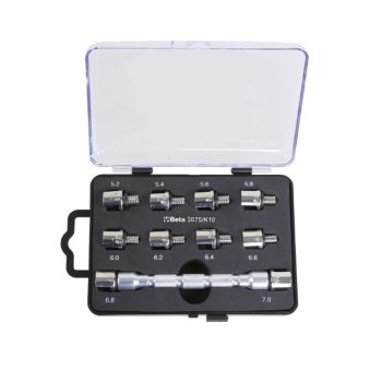 Universal Wrench Set with Interchangeable Head and 10 Bits for Wheel Spokes - Beta Tools 3075/K10