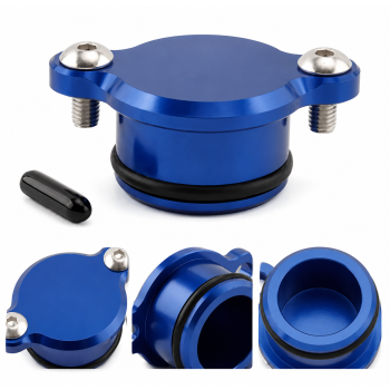 OIL INJECTION PUMP BLOCK OFF PLUG 91-24 YAMAHA PW Y-ZINGER 50 80 6061 BILLET ALUMINUM BLUE CNC
