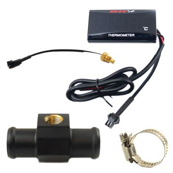 LED Digital Water Temperature Gauge 18mm Hose Connector Universal