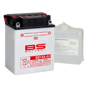 BATTERY YB14A-A1 12V 14Ah. BS, BS WITH ACID PACK BB14A-A1, 310572, BS-BB14A-A1