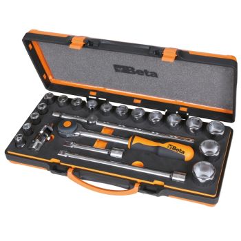 Hexagon Socket and Accessory Set in Foam Tray with Metal Case - Beta Tools 920A/C17MR