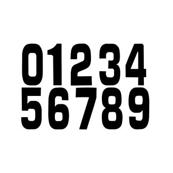 RACE NUMBERS - 0 1 2 3 4 5 6 7 8 9 - BLACK, 10 OF EACH NUMBER / 15cm 6" / PACK OF 100
