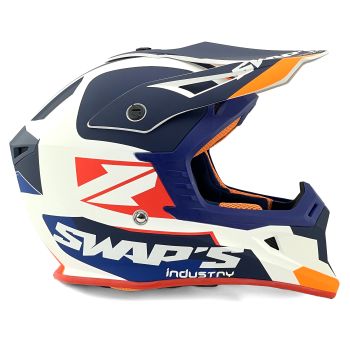 MX HELMET XL 62 WHITE/BLUE SWAP'S S818 FULL FACE CSW2G7105 !!ACU GOLD APPROVED!!