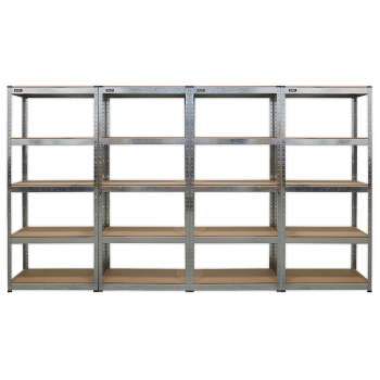 SET OF 5, STORAGE RACKING UNIT 5 SHELVES, GALVINIZED, 150KG CAPACITY PER SHELF
