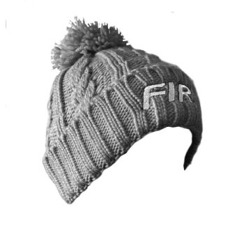 WHITE FIR LOGO - LIGHT GREY CABLE KNIT BOBBLE HAT  - ONE SIZE