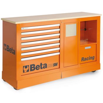 Special Mobile Roller Cabinet Racing SM Type with 7-Drawer Module and Service Module - Beta Tools C39SM-R