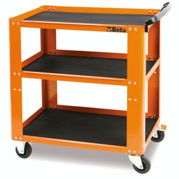 Trolley with 3 Antislip Rubber Tops, Ergonomic Handle, 4 Castors 100mm, 200kg Load Capacity - Beta Tools C51 O