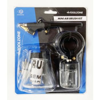 MINI AIR BRUSH KIT WITH 152cm AIR HOSE AND PAINT JARS - TOOLZONE KDPAT033