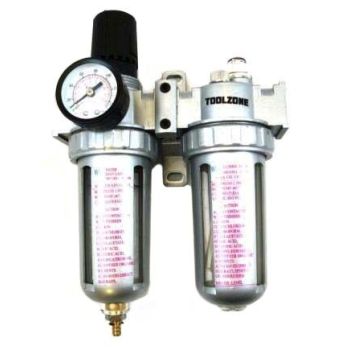 FILTER REGULATOR LUBRICATOR UNIT 1/4" AIR INLET MAX PRESSURE 140psi - TOOLZONE KDPAT059