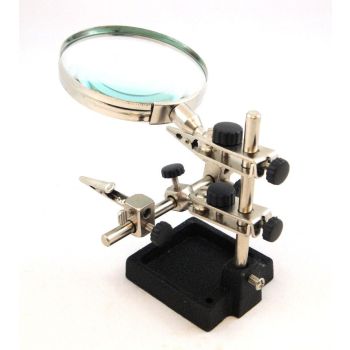 HEAVY DUTY HELPING HANDS WITH MAGNIFIER ADJUSTABLE JOINTS ALLIGATOR CLAMPS - TOOLZONE KDPHB238