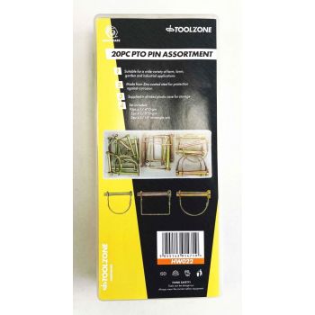 PTO PIN ASSORTMENT 20pc ZINC COATED STEEL 1/4", 5/16", 3/8" - TOOLZONE KDPHW022