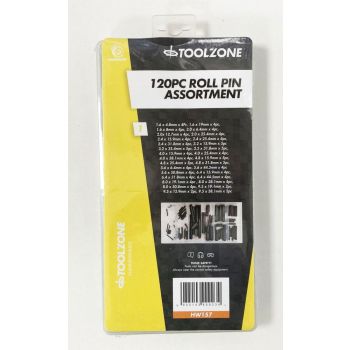 ROLL PIN ASSORTMENT 120pc IN STORAGE BOX - TOOLZONE KDPHW157