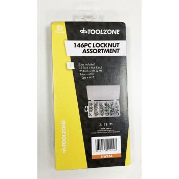 LOCKNUT ASSORTMENT 146pc IN STORAGE BOX - TOOLZONE KDPHW166