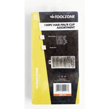 HAIR PIN R CLIP ASSORTMENT 150pc IN STORAGE BOX - TOOLZONE KDPHW174