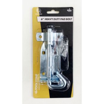 PADBOLT GALVANISED 6" ZINC PLATED 65mm WIDTH WITH FIXINGS - TOOLZONE KDPLK081