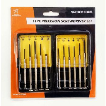 PRECISION SCREWDRIVER SET 11PC PHILLIPS 00-1 SLOT 1-3mm - TOOLZONE KDPSD211