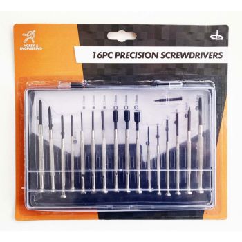 PRECISION SCREWDRIVER SET 16PC PHILLIPS 00-2 SLOT 1-3.5mm HEX 1.5-2.5 STAR 3-5 - TOOLZONE KDPSD212