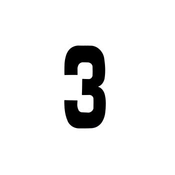 RACE NUMBERS - 3 THREE - BLACK, EACH / 15cm 6" / VINYL STICKER