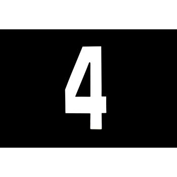 RACE NUMBERS - 4 FOUR - WHITE, PACK OF 100 / 15cm 6" / VINYL STICKER