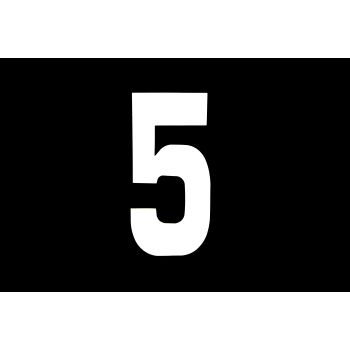 RACE NUMBERS - 5 FIVE - WHITE, PACK OF 25 / 15cm 6" / VINYL STICKER