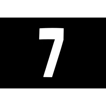 RACE NUMBERS - 7 SEVEN - WHITE, PACK OF 25 / 15cm 6" / VINYL STICKER
