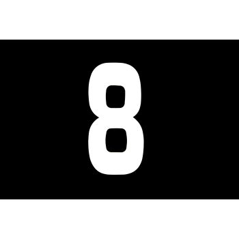 RACE NUMBERS - 8 EIGHT - WHITE, PACK OF 25 / 15cm 6" / VINYL STICKER
