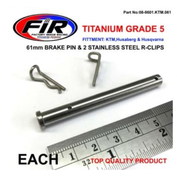 TITANIUM GR5 BRAKE PIN 61mm EACH, & STAINLESS STEEL BENT R-CLIPS