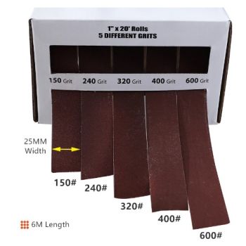 EMERY CLOTH SANDPAPER ROLL GRINDING BELT 5PCS PER BOX 25mm x 6m