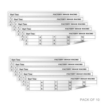 CROSS BAR PAD ENDURO TIME CARD STICKER LAMINATED REUSABLE PACK OF 10 