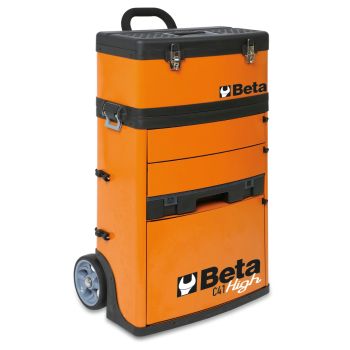 Two-Module Tool Trolley with Detachable Tool Box, Drawers, and Pull-Out Case - Beta Tools C41H-O