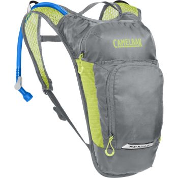 CAMELBAK KIDS' MINI M.U.L.E. HYDRATION PACK 3L WITH 1.5L RESERVOIR 2023: METAL GREY/GREEN CBKMMB5