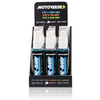 75ml x 12 Motoverde Grime-Away Visor, Lens and Goggle Cleaner Counter Display Pack