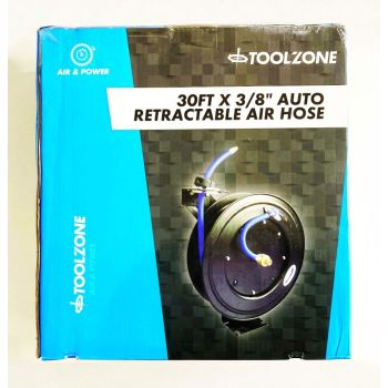 RETRACTABLE AIR HOSE 30ft 3/8" WORKING PRESSURE 300psi AUTO REWIND - TOOLZONE KDPAT102