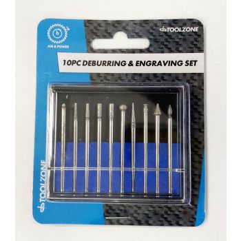 DEBURRING AND ENGRAVING SET 10pc 50GRIT DIAMOND 2.35mm SHANK - TOOLZONE KDPHB264