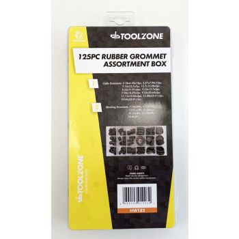 RUBBER GROMMET ASSORTMENT 125pc IN STORAGE BOX - TOOLZONE KDPHW182