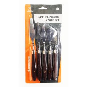 PAINTING KNIFE SET 5PC HIGH CARBON SPRING STEEL BLADES SIZES 1-5 - TOOLZONE KDPPK001