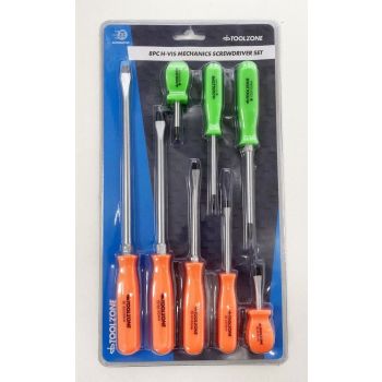 SCREWDRIVER SET MECHANICS CRV HI VIS 8PC - TOOLZONE KDPSD220