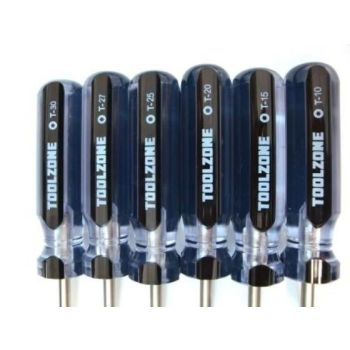STAR SCREWDRIVER SET 6PC CRV T10-T30 - TOOLZONE KDPSD292