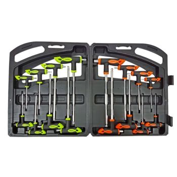 T HANDLE HEX AND STAR SCREWDRIVER SET 16PC CRV - TOOLZONE KDPSD305