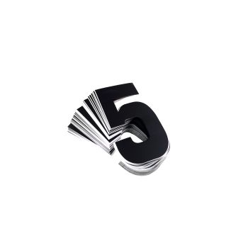RACE NUMBERS - 5 FIVE - BLACK, PACK OF 100 / 15cm 6" / VINYL STICKER