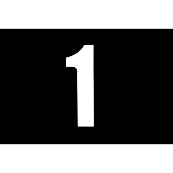 RACE NUMBERS - 1 ONE - WHITE, EACH / 15cm 6" / VINYL STICKER